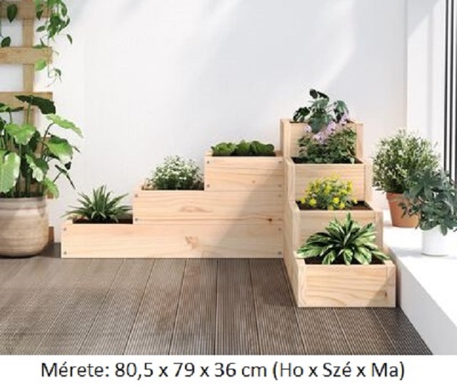 4 szintes tömör fenyőfa kerti virágtartó, nyitott alj.
Ár:23.500ft Br.