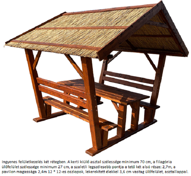 Kocka oszlopos nádtetős filagória, kerti kiülő
Ár:203.500ft Br.